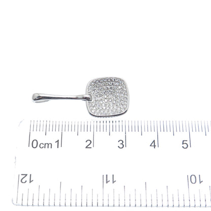 925 Sterling Silver Round-Cut C Z Cushion Drop Charm Pendant