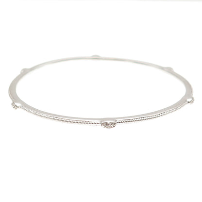 Jane Seymour 925 Sterling Silver Real Diamond Stackable Bangle Bracelet 8.25"