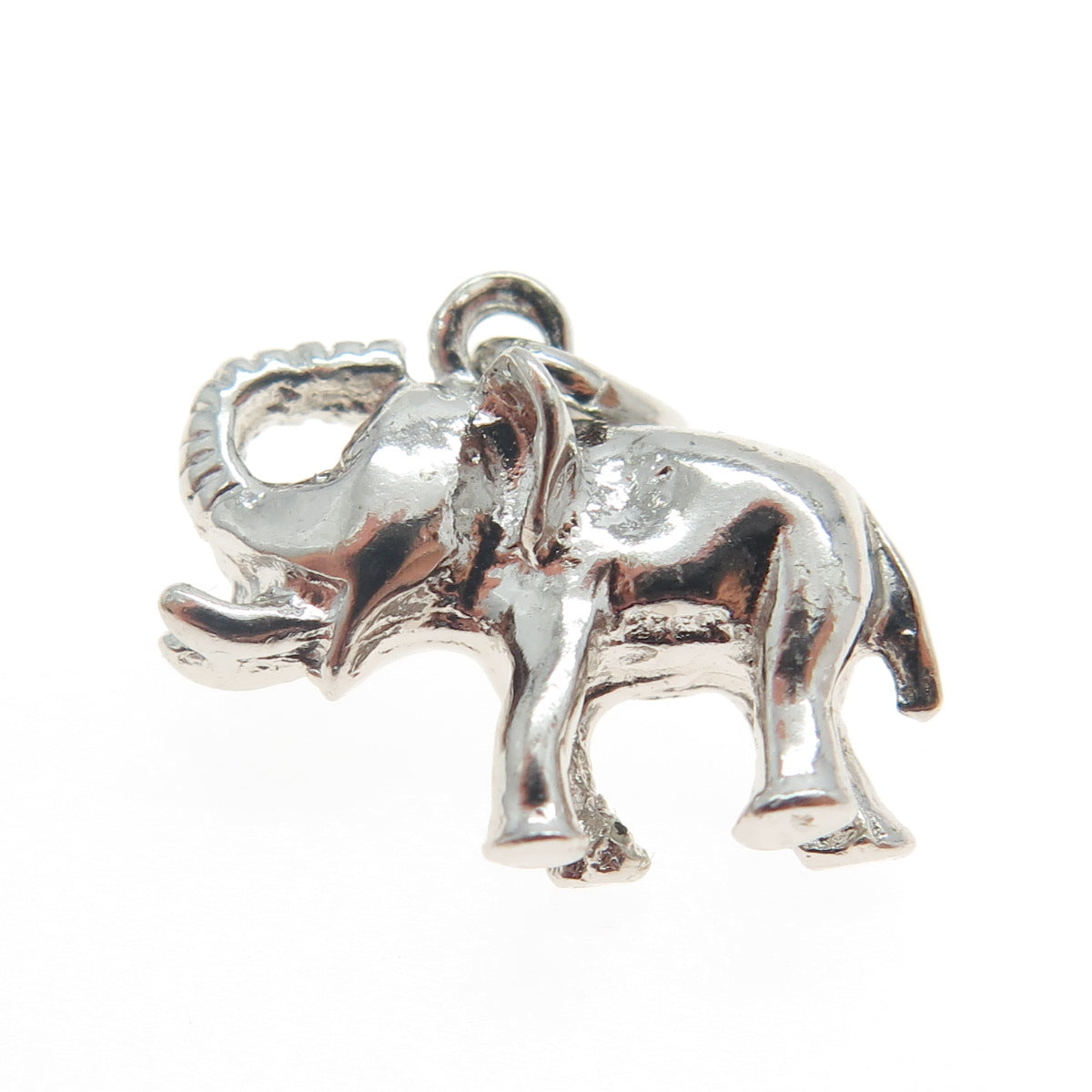 925 Sterling Silver Vintage Elephant Minimalist 3D Charm Pendant