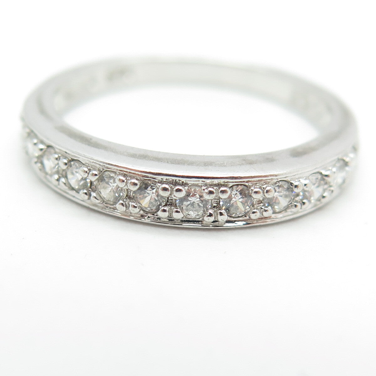 ROSS SIMONS 925 Sterling Silver Round-Cut C Z Half Eternity Band Ring Size 9