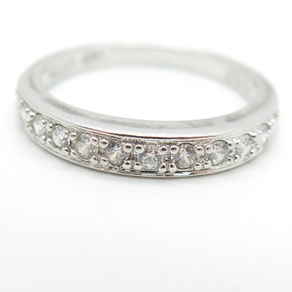 ROSS SIMONS 925 Sterling Silver Round-Cut C Z Half Eternity Band Ring Size 9