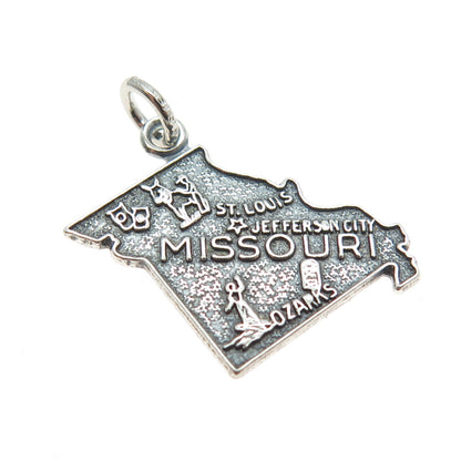 925 Sterling Silver Vintage "Missouri" State Map Charm Pendant