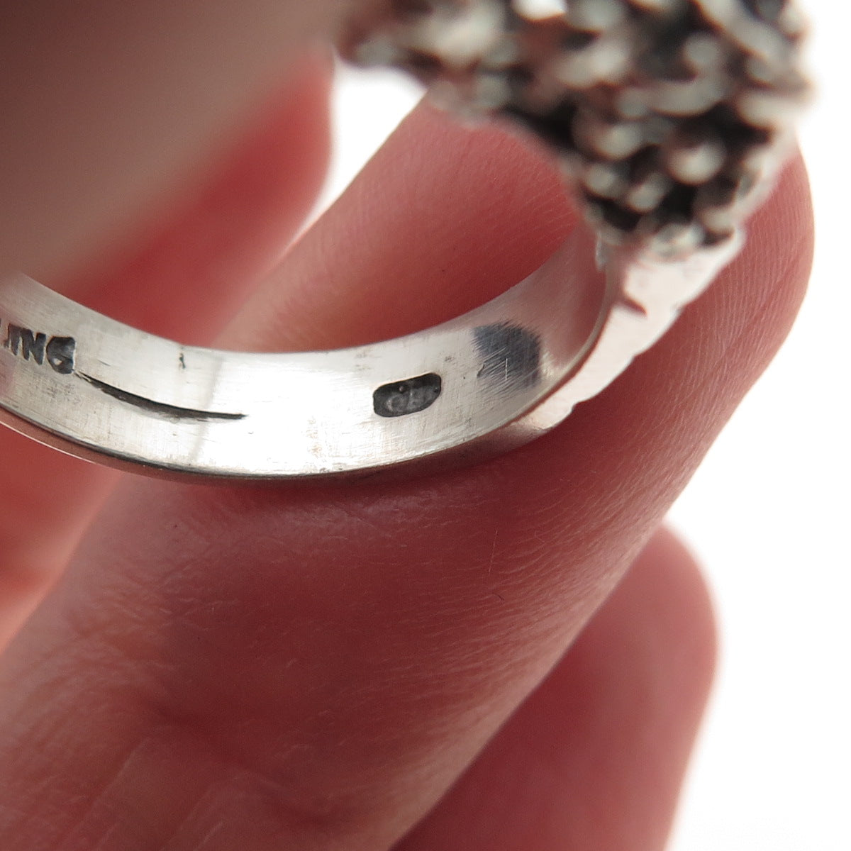 Ostby & Barton 925 Sterling Silver Vintage Modernist Nugget Oxidized Ring Size 9