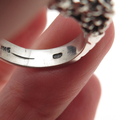 Ostby & Barton 925 Sterling Silver Vintage Modernist Nugget Oxidized Ring Size 9