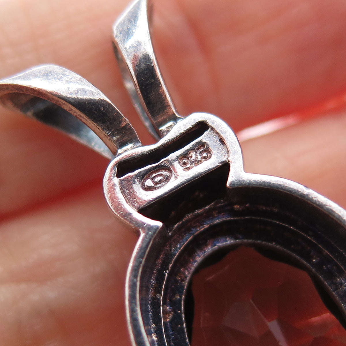 BOMA 925 Sterling Silver Vintage Real Smoky Quartz Oxidized Charm Pendant