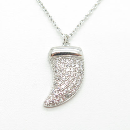 925 Sterling Silver Round-Cut C Z Claw Cable Chain Necklace 18-20"