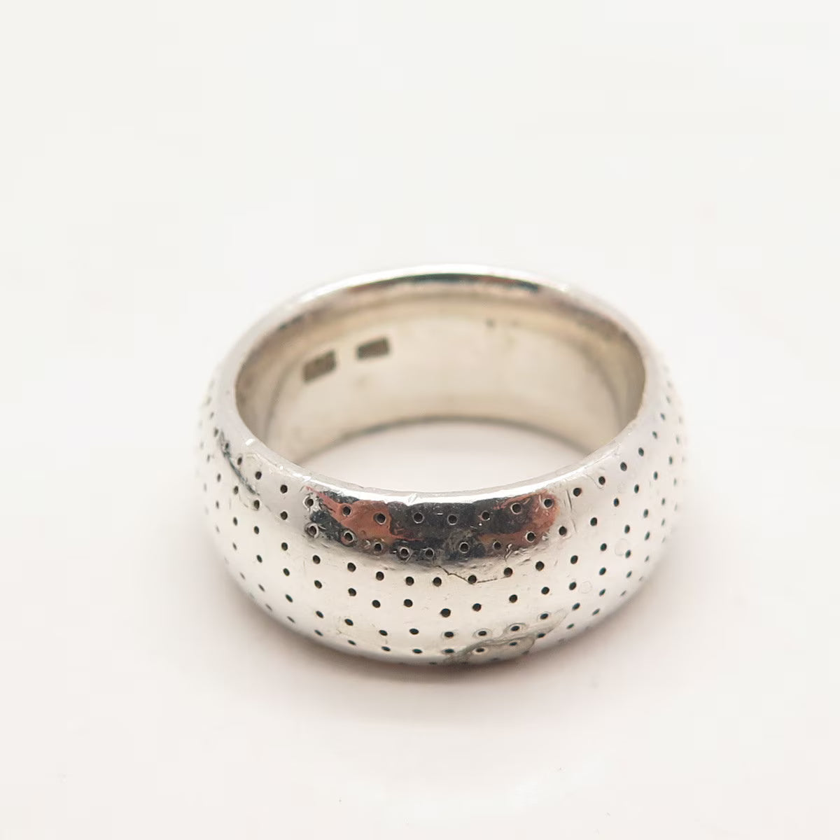 925 Sterling Silver Vintage Zina Dotted Band Ring Size 6
