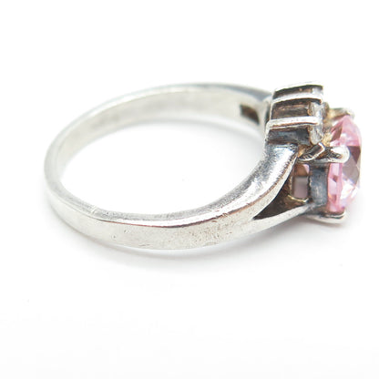 925 Sterling Silver White & Pink C Z Ring Size 5.75