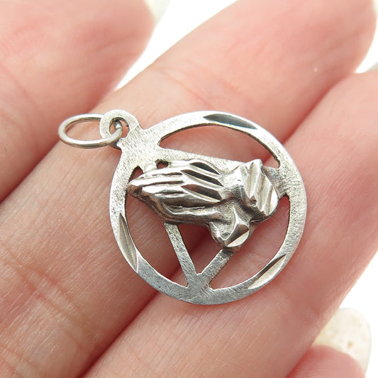 JFA JEAN FRANCOIS ALBERT 925 Sterling Silver Vintage Prayer Hands Charm Pendant