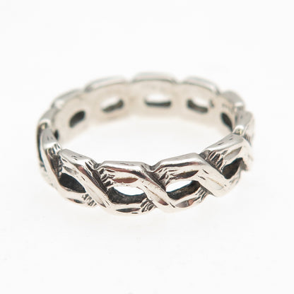 Silver Fox 925 Sterling Vintage Woven Link Band Ring Size 5.25