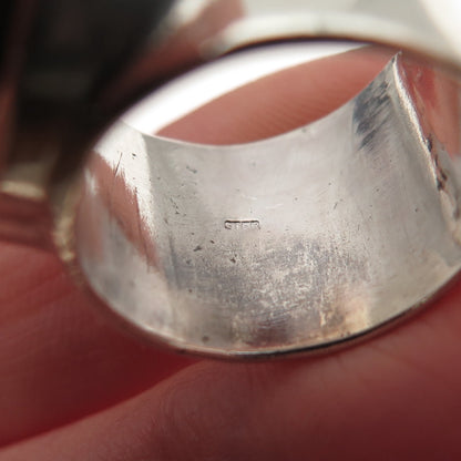 925 Sterling Silver Vintage Real Eilat Modernist Oxidized Ring Size 6