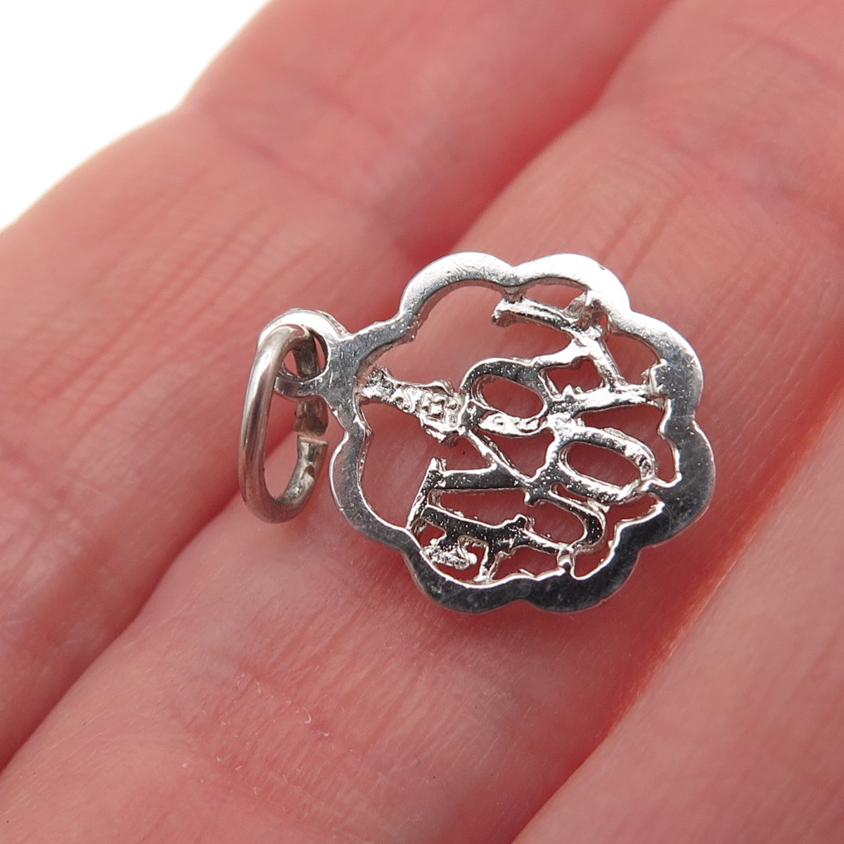 925 Sterling Silver Vintage I Love You Oxidized Mini Charm Pendant