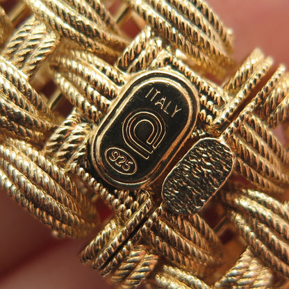 DASAN 925 Sterling Gold Plated Vintage Italy Modernist Woven Link Bracelet 8"