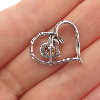 JANE SEYMOUR 925 Sterling Silver 10K Gold Real Diamond Heart Slide Pendant