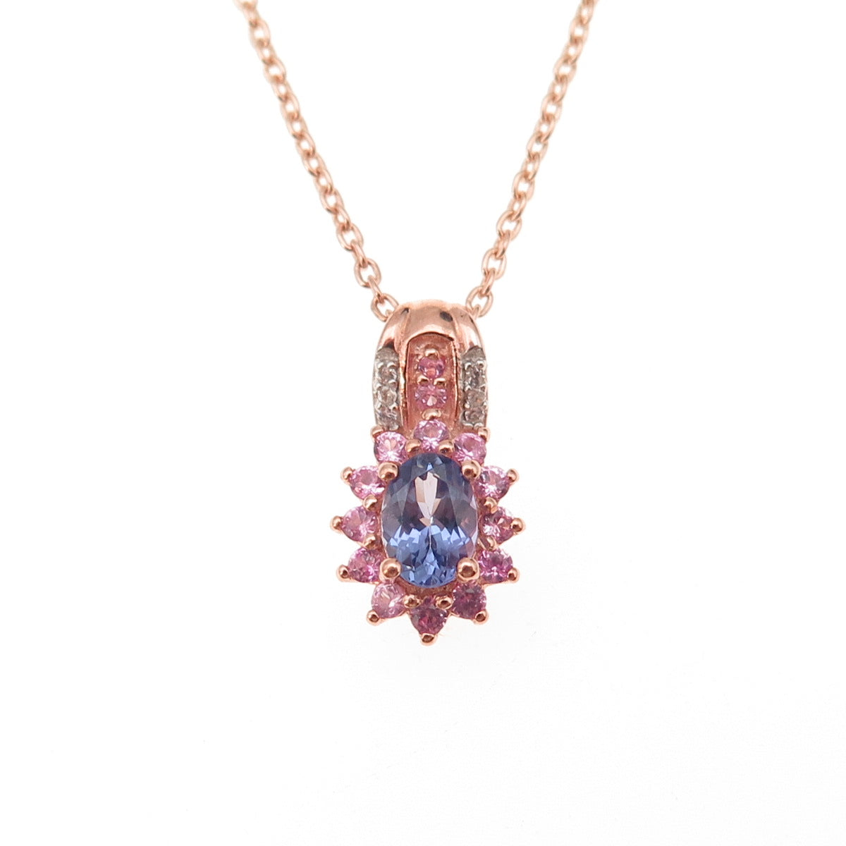 D'Joy 925 Sterling Gold Plated Real Tanzanite Sapphire Topaz Chain Necklace 20"