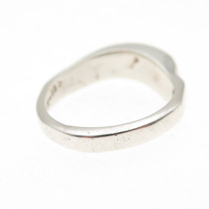 925 Sterling Silver Vintage Mexico Modernist Wavy Ring Size 7