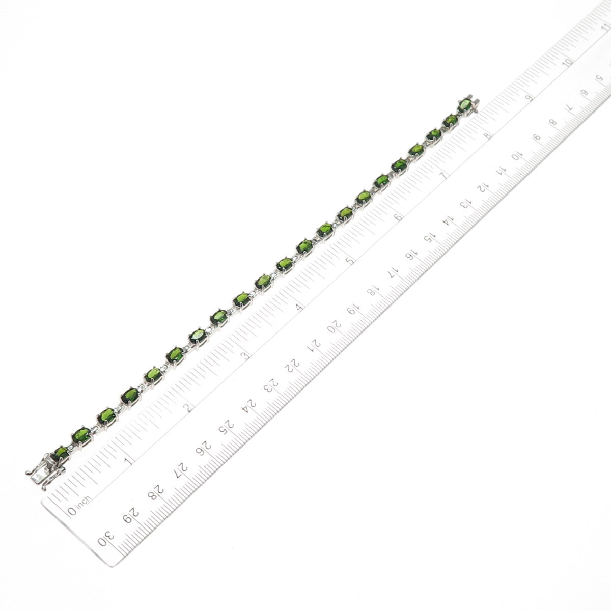 CHUCK CLEMENCY 925 Sterling Silver Real Oval-Cut Peridot Bracelet 8"