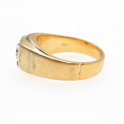 925 Sterling Silver Gold Plated Real Round-Cut Moissanite Ring Size 11