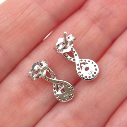 925 Sterling Silver Round-Cut Pink & White C Z Infinity Earrings