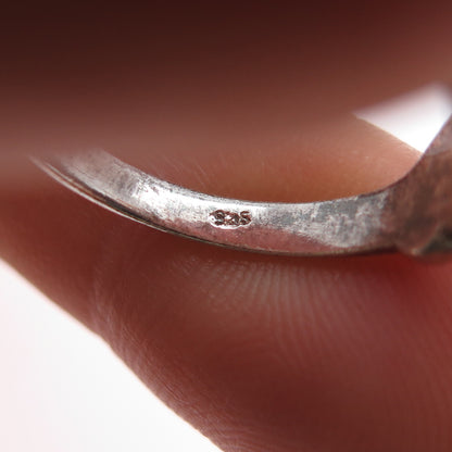 925 Sterling Silver Vintage Real MOP Couple Heart Ring Size 7.25