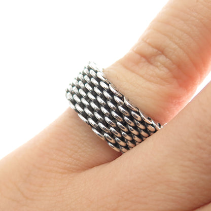 925 Sterling Silver Vintage Mesh Oxidized Band Ring Size 6.25