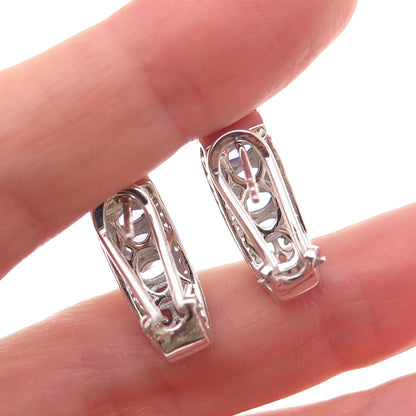 Chuck Clemency Sterling Silver Real Tanzanite & White Topaz Omega Back Earrings