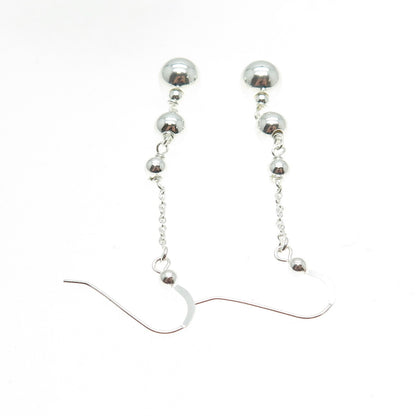 925 Sterling Silver Beaded Chain Dangling Earrings