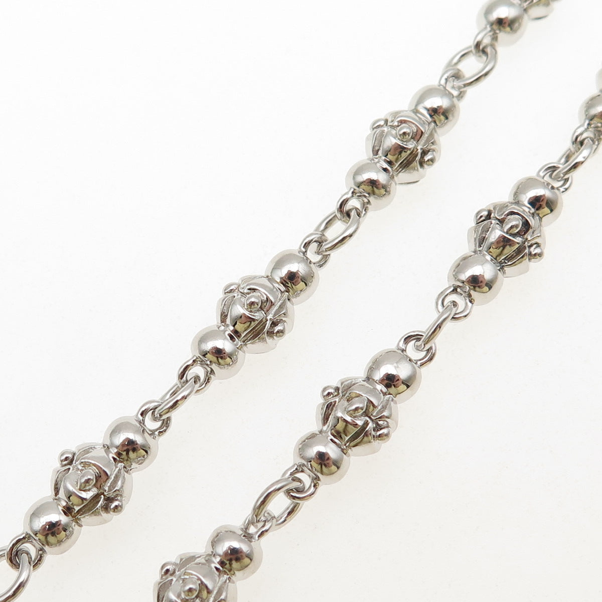 JOLUSA 925 Sterling Silver Real Sapphire Anchor Beaded Chain Necklace 24"