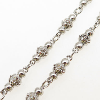 JOLUSA 925 Sterling Silver Real Sapphire Anchor Beaded Chain Necklace 24"