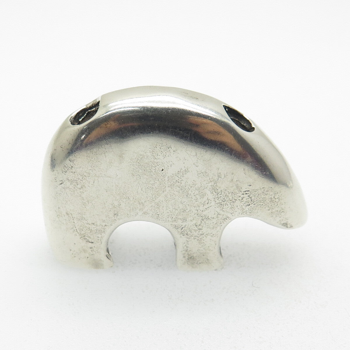 925 Sterling Silver Vintage Southwestern Native Bear Slide Pendant