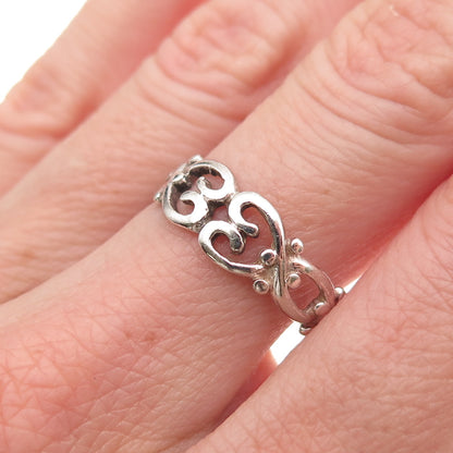 Charles Winston 925 Sterling Silver Vintage Heart Oxidized Ring Size 7.5