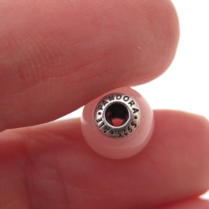 Pandora 925 Sterling Silver Real Rose Quartz Essence Caring Slide Bead Charm