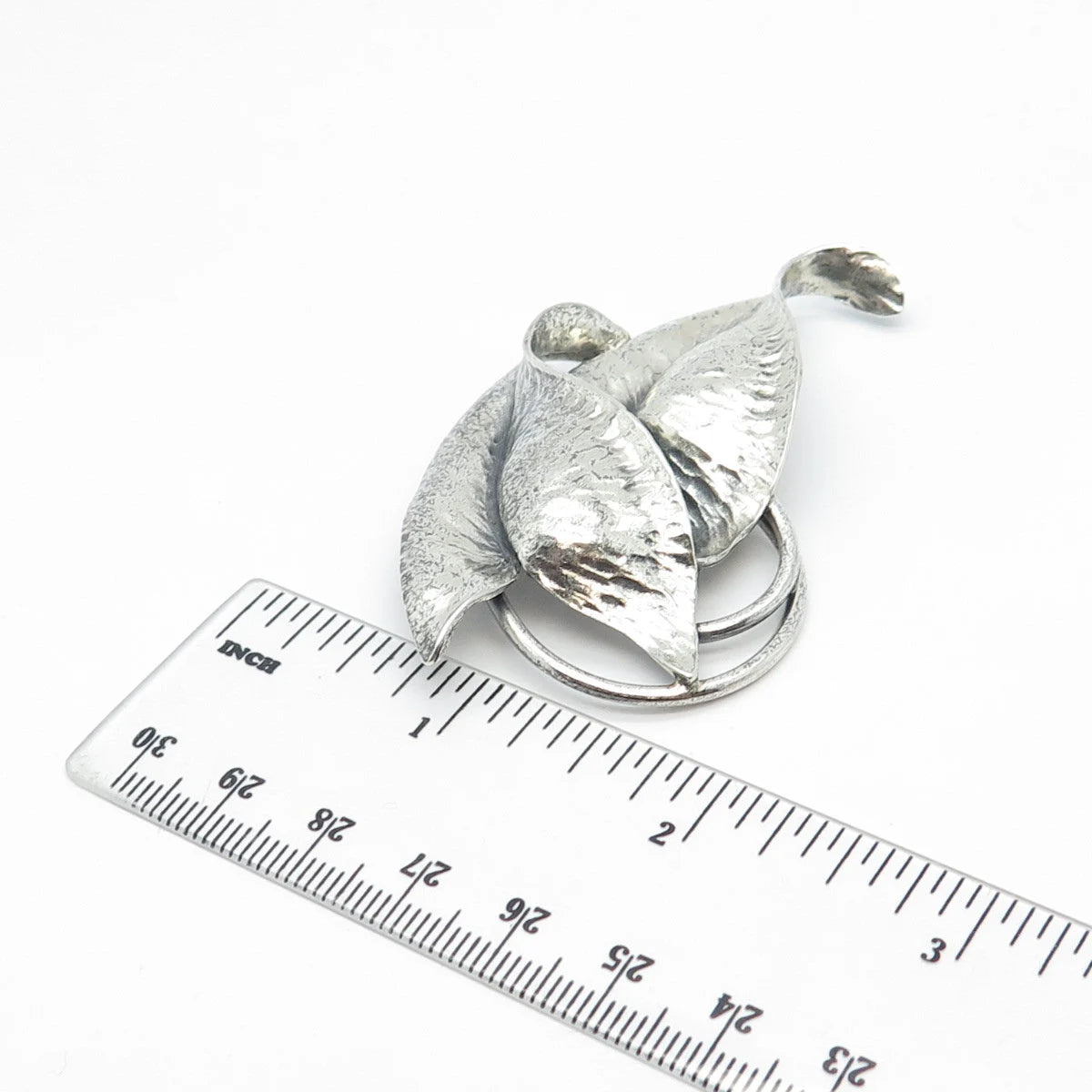 925 Sterling Silver Vintage Double Leaf Pin Brooch