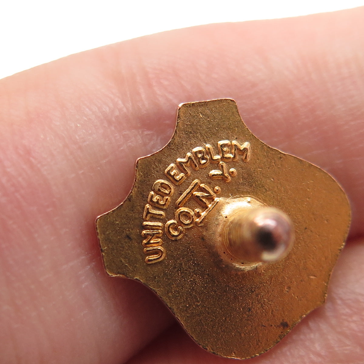 UNITED EMBLEM CO. NY Gold Plated Vintage Enamel Police Boys Club Tie Tack Pin