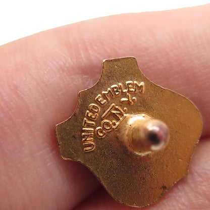 UNITED EMBLEM CO. NY Gold Plated Vintage Enamel Police Boys Club Tie Tack Pin