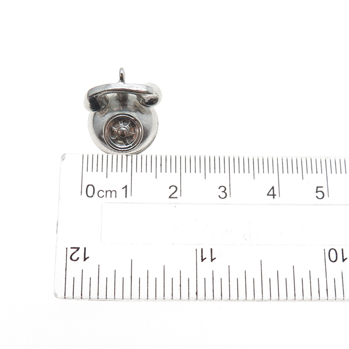 925 Sterling Silver Antique Art Deco Retro Rotary Phone Mini 3D Charm Pendant