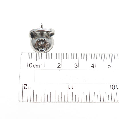 925 Sterling Silver Antique Art Deco Retro Rotary Phone Mini 3D Charm Pendant