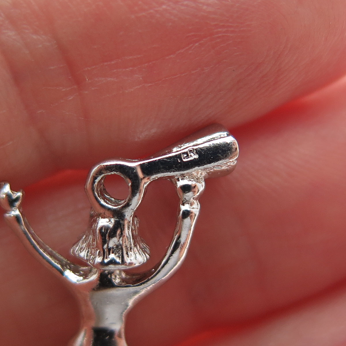 925 Sterling Silver Vintage Cheerleader Charm Pendant