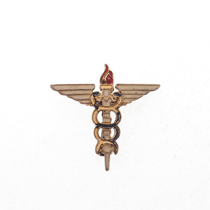 AE Co. 925 Sterling GP Antique WWII Enamel Medical Services Respiratory Care Pin