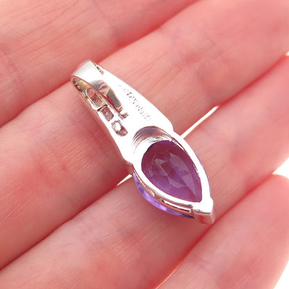 Anne Klein Sterling Silver Vintage Real Amethyst Opal C Z Slide Charm Pendant