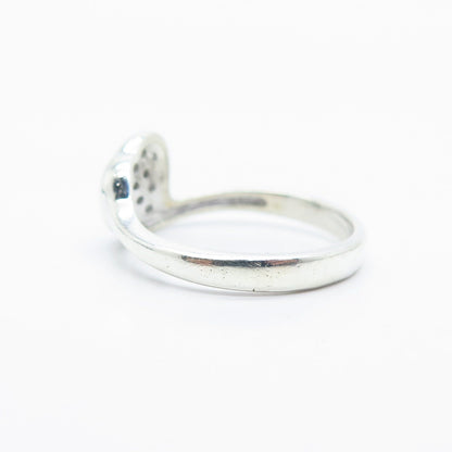 925 Sterling Silver Vintage C Z Heart Ring Size 8.5
