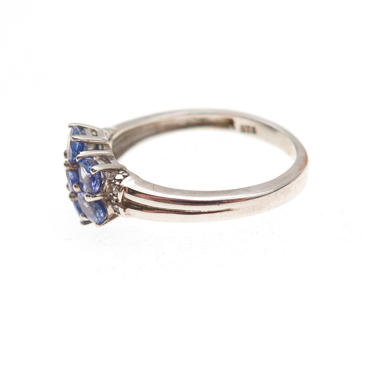 Chuck Clemency 925 Sterling Silver Real Oval-Cut Tanzanite Floral Ring Size 8.25