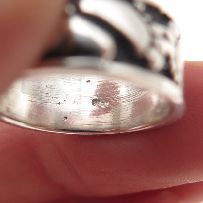925 Sterling Silver Vintage Footprint Oxidized Band Ring Size 5.25
