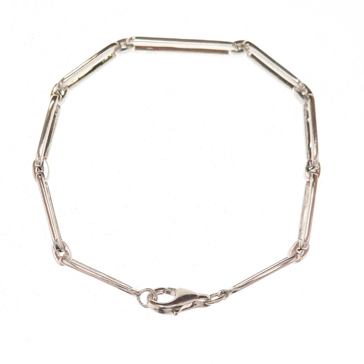925 Sterling Silver Real Round-Cut Diamond Paperclip Link Bracelet 7.25"