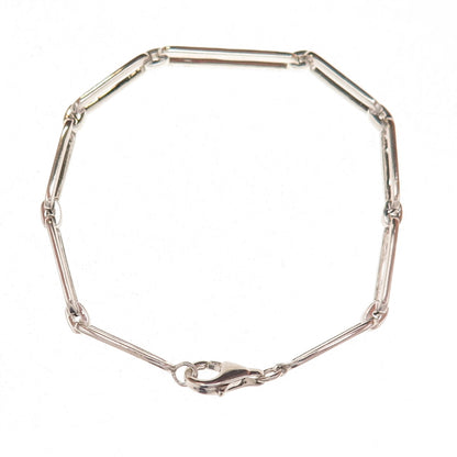 925 Sterling Silver Real Round-Cut Diamond Paperclip Link Bracelet 7.25"