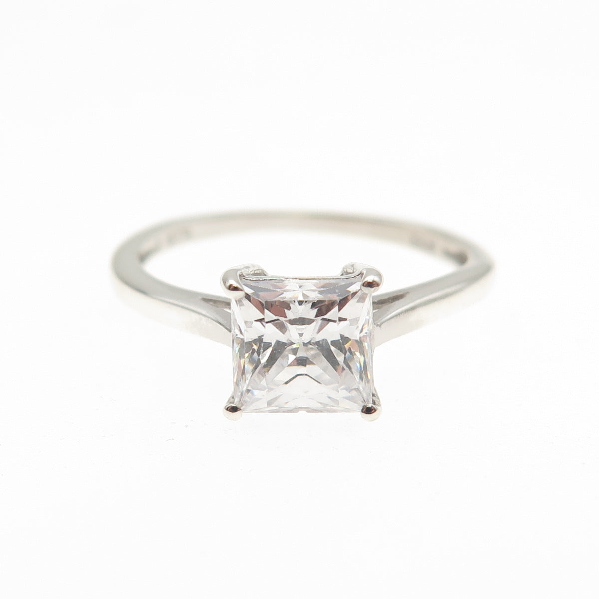 Chuck Clemency 925 Sterling Silver Princess-Cut C Z Engagement Ring Size 6