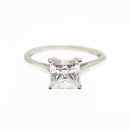 Chuck Clemency 925 Sterling Silver Princess-Cut C Z Engagement Ring Size 6