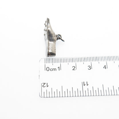 925 Sterling Silver Vintage Golf Shoe Oxidized 3D Charm Pendant