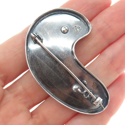 925 Sterling Silver Vintage Mexico Real Ametrine Modernist Oxidized Pin Brooch