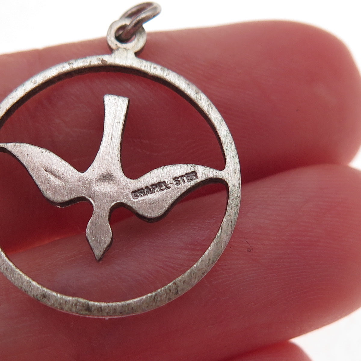 Chapel 925 Sterling Silver Vintage Holy Spirit Religious Oxidized Charm Pendant